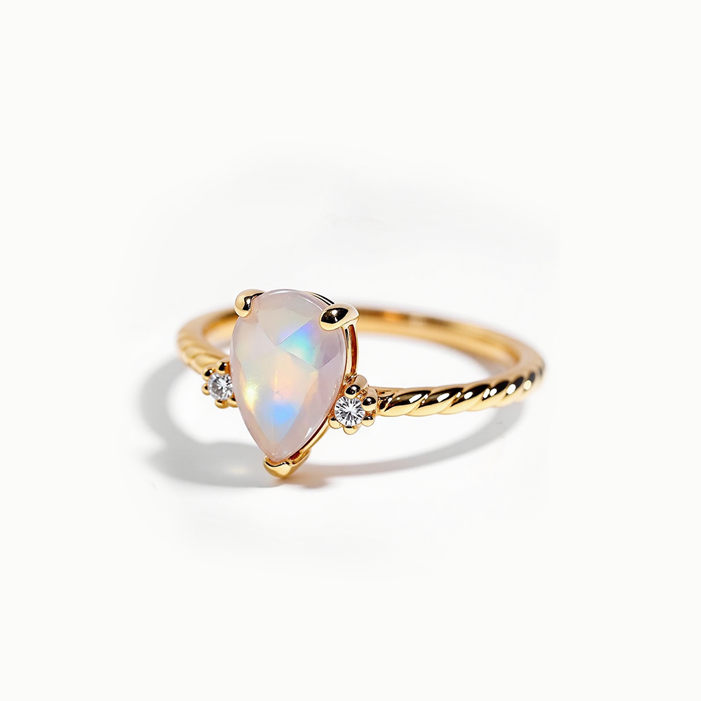 Exquisite Natural African Opal Twisted Band Ring