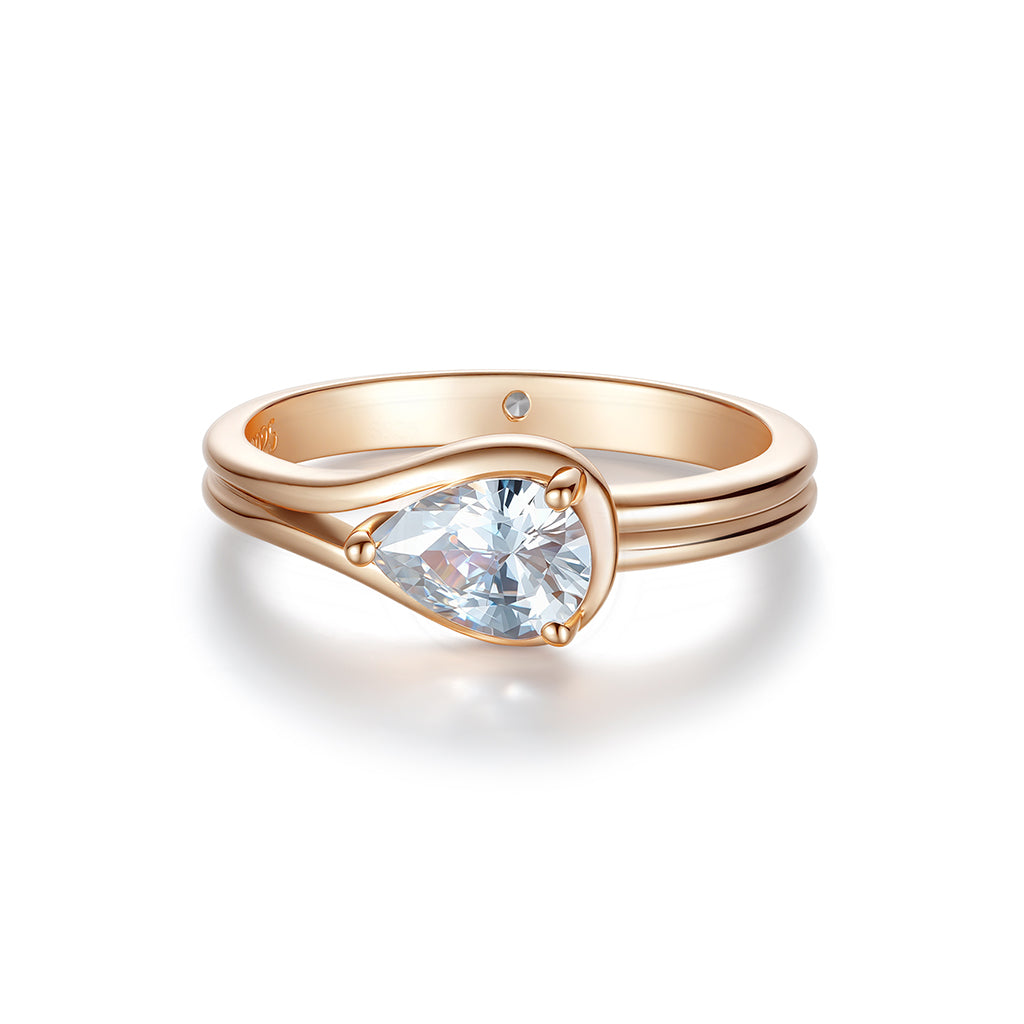 Tear of Light Ring-18K Rose Gold Plated Silver