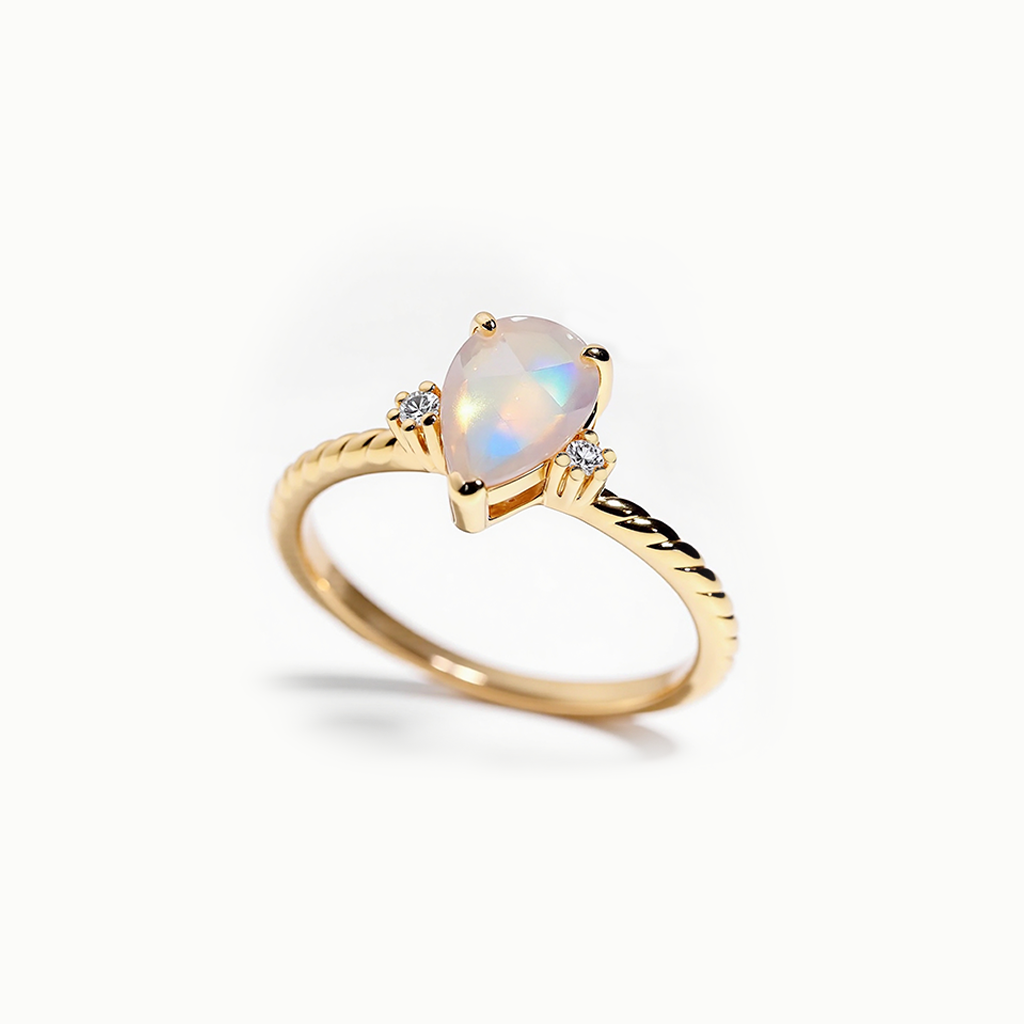 Exquisite Natural African Opal Twisted Band Ring