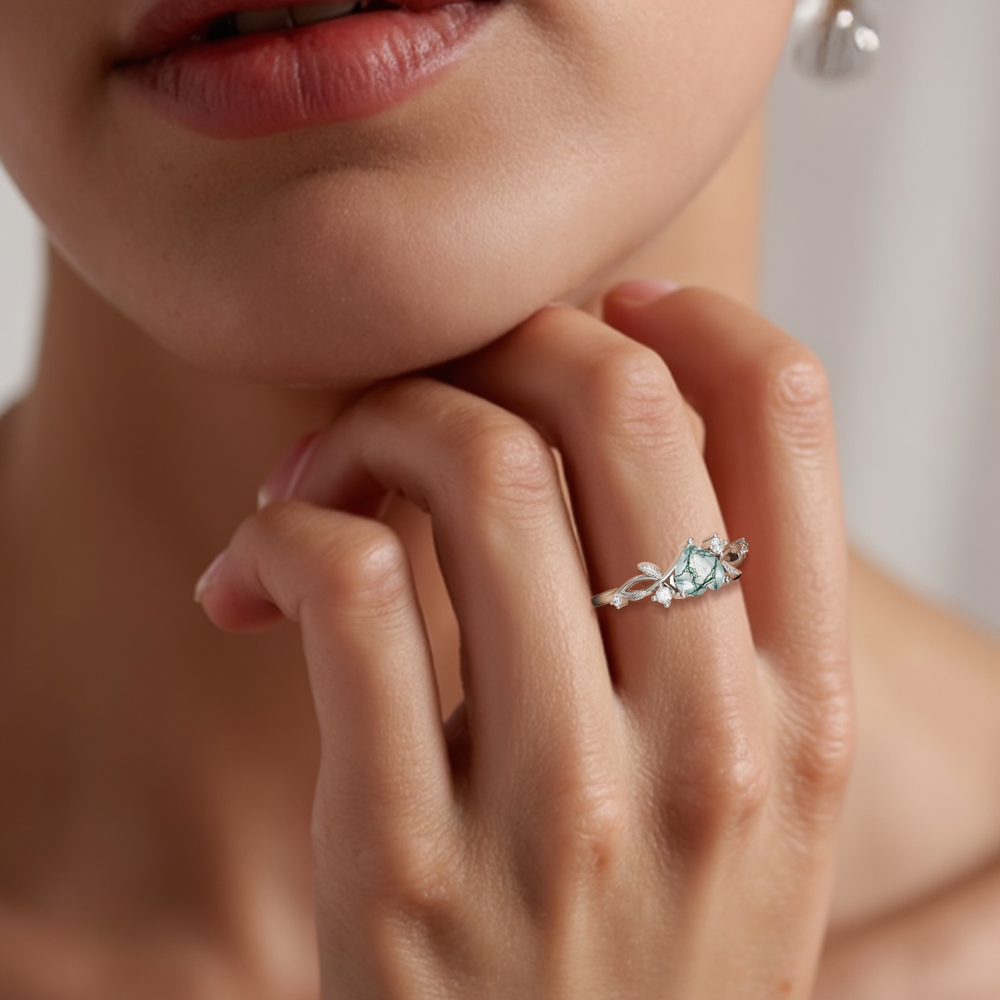 Heart-shaped Gemstone Ring - Sterling Silver