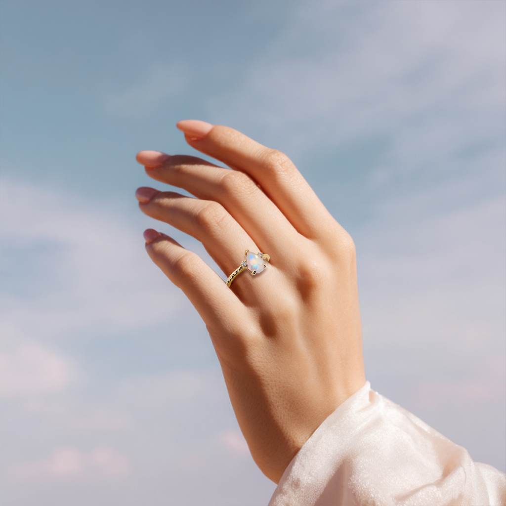 Exquisite Natural African Opal Twisted Band Ring