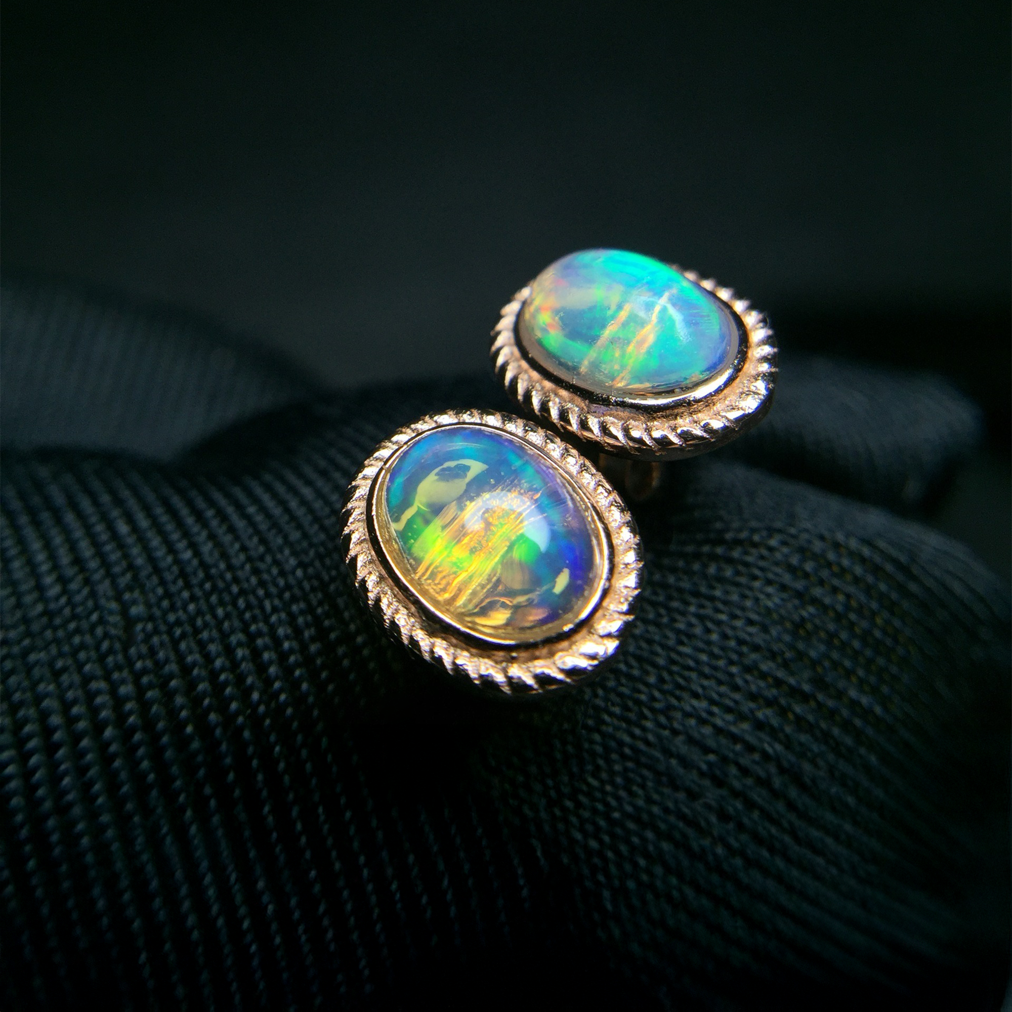 Vintage Oval Opal Stud Earrings