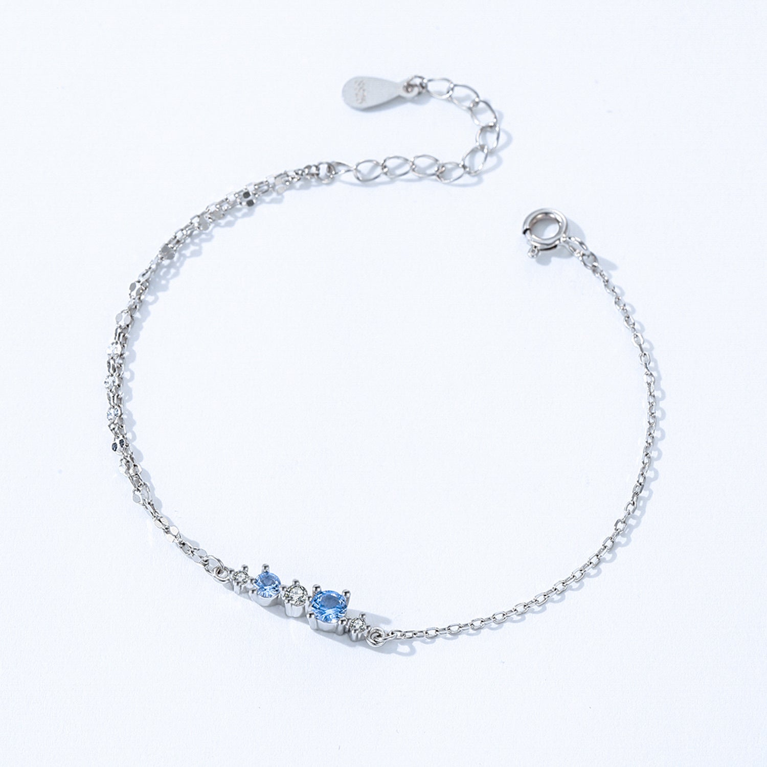 Ice Blue Zircon Sterling Silver Bracelet