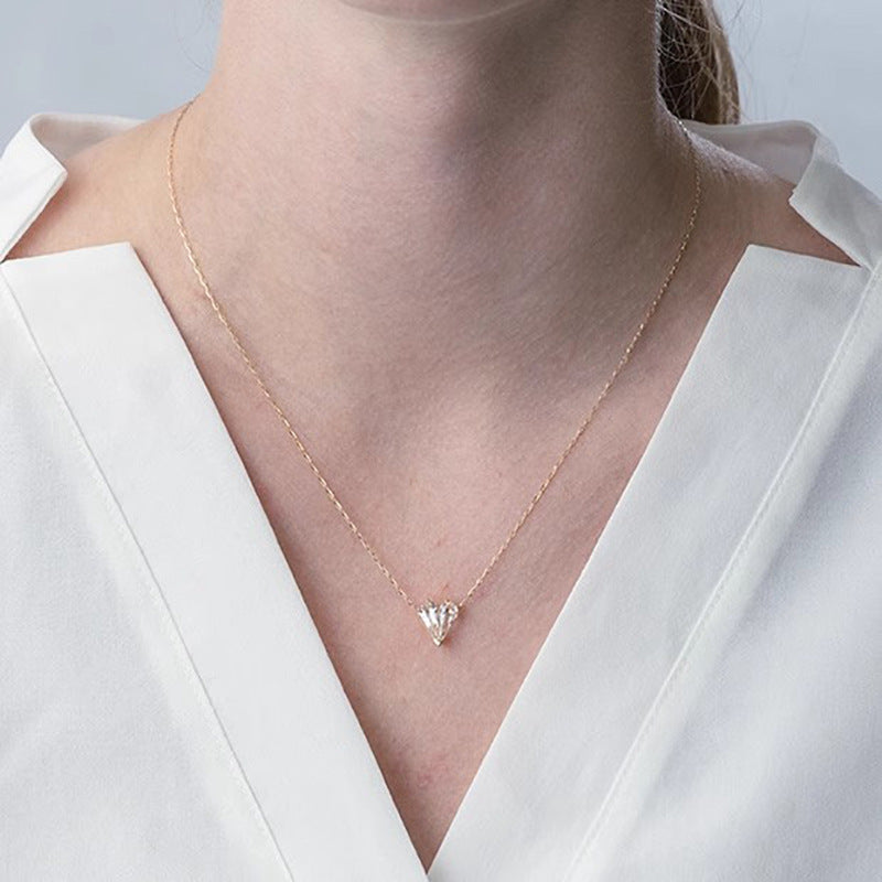 S925 Sterling Silver Sweet Heart-shaped Droplet Necklace