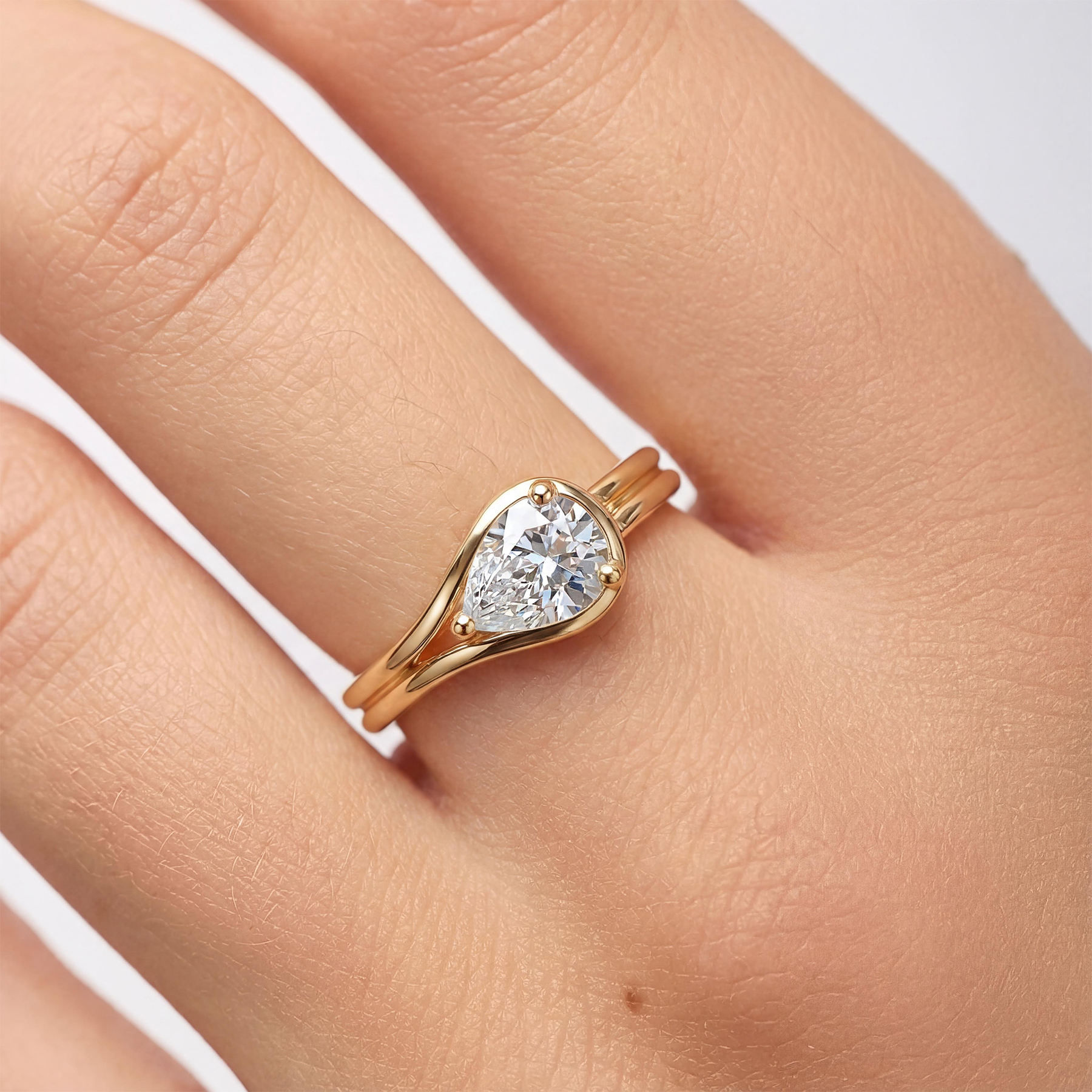 Tear of Light Ring-18K Rose Gold Plated Silver