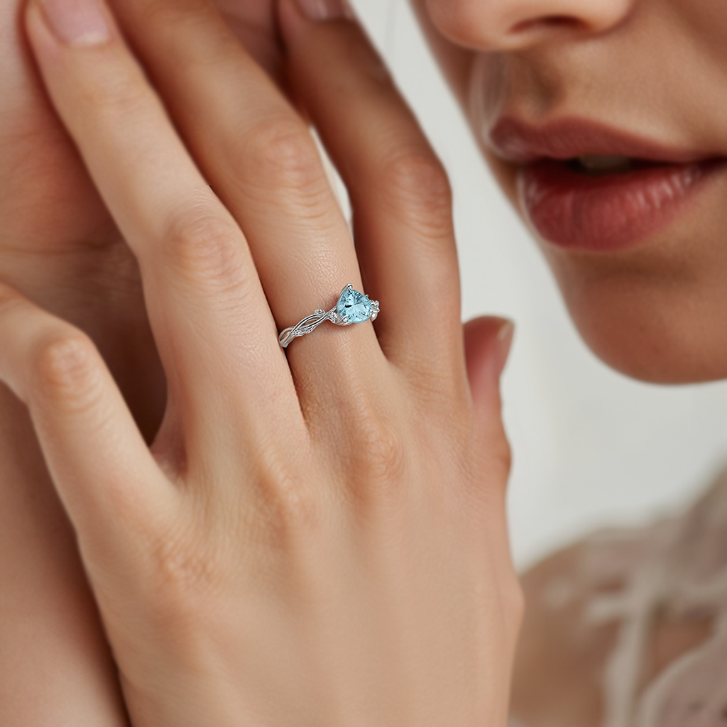 Heart-shaped Gemstone Ring - Sterling Silver