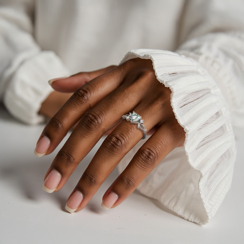 Heart-shaped Gemstone Ring - Sterling Silver