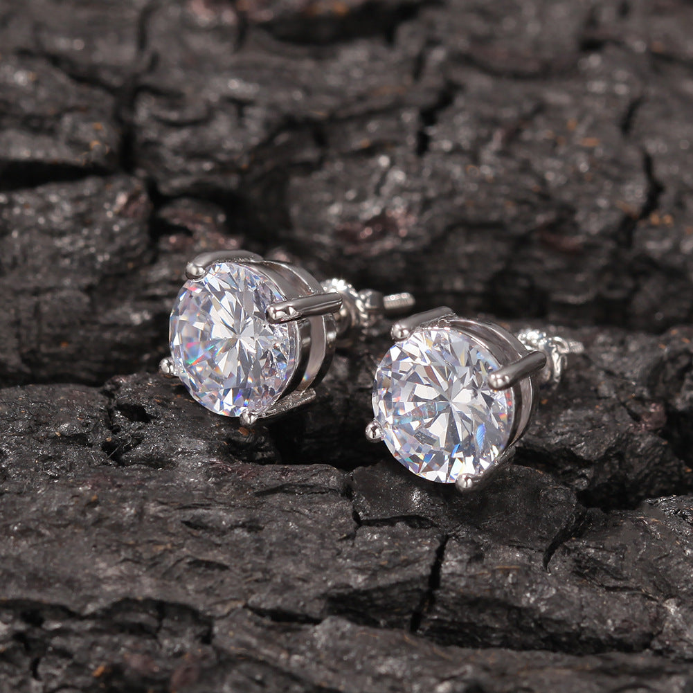 Classic Round Zircon Statement Stud Earrings
