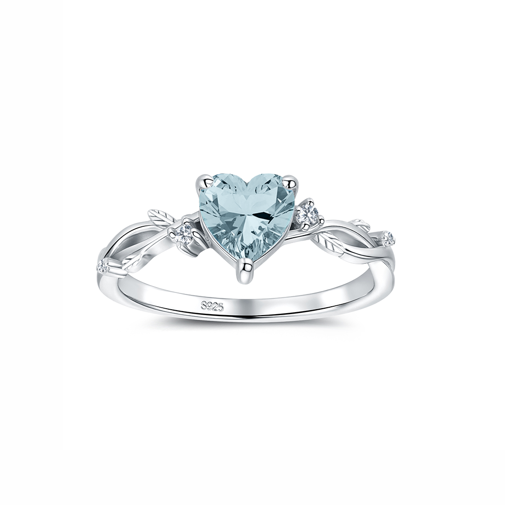 Heart-shaped Gemstone Ring - Sterling Silver