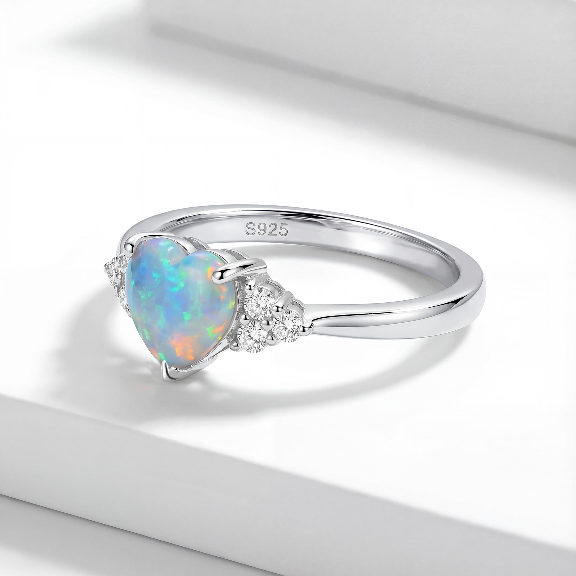 Heart-Shaped Natural Opal Ring