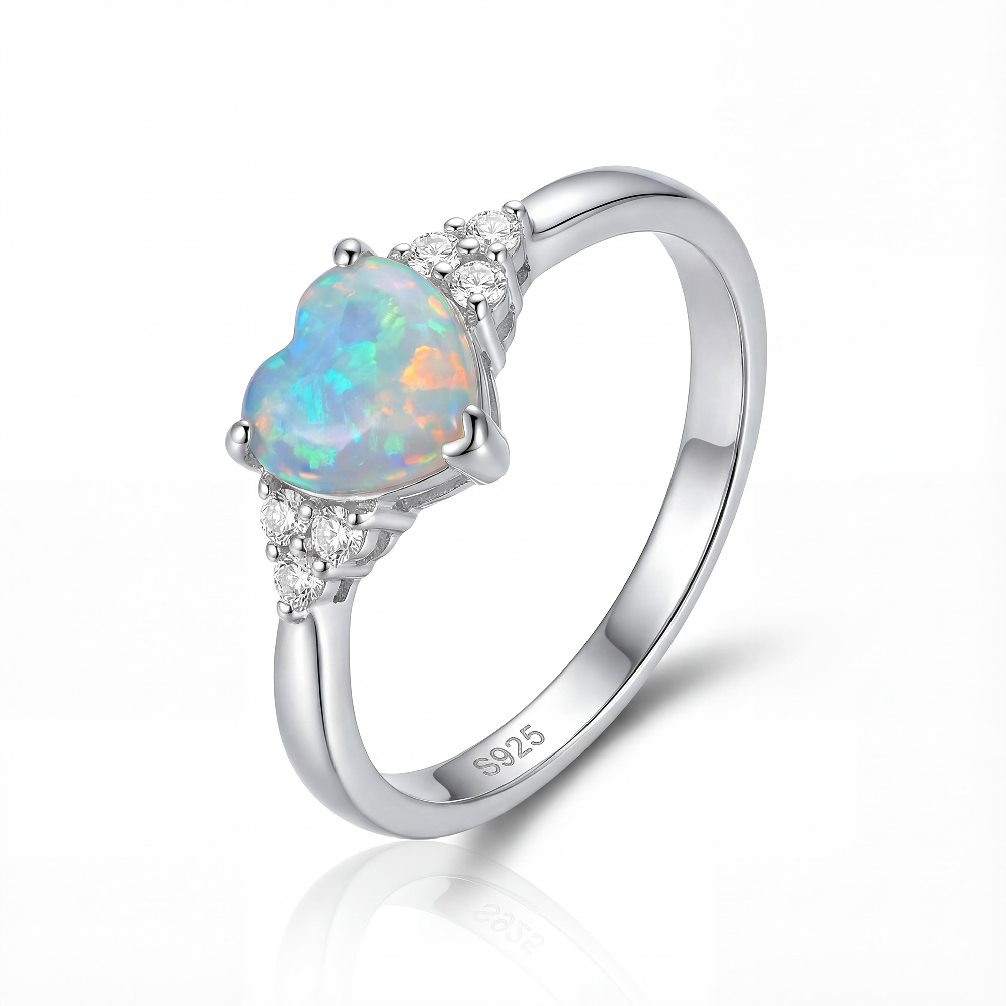Heart-Shaped Natural Opal Ring