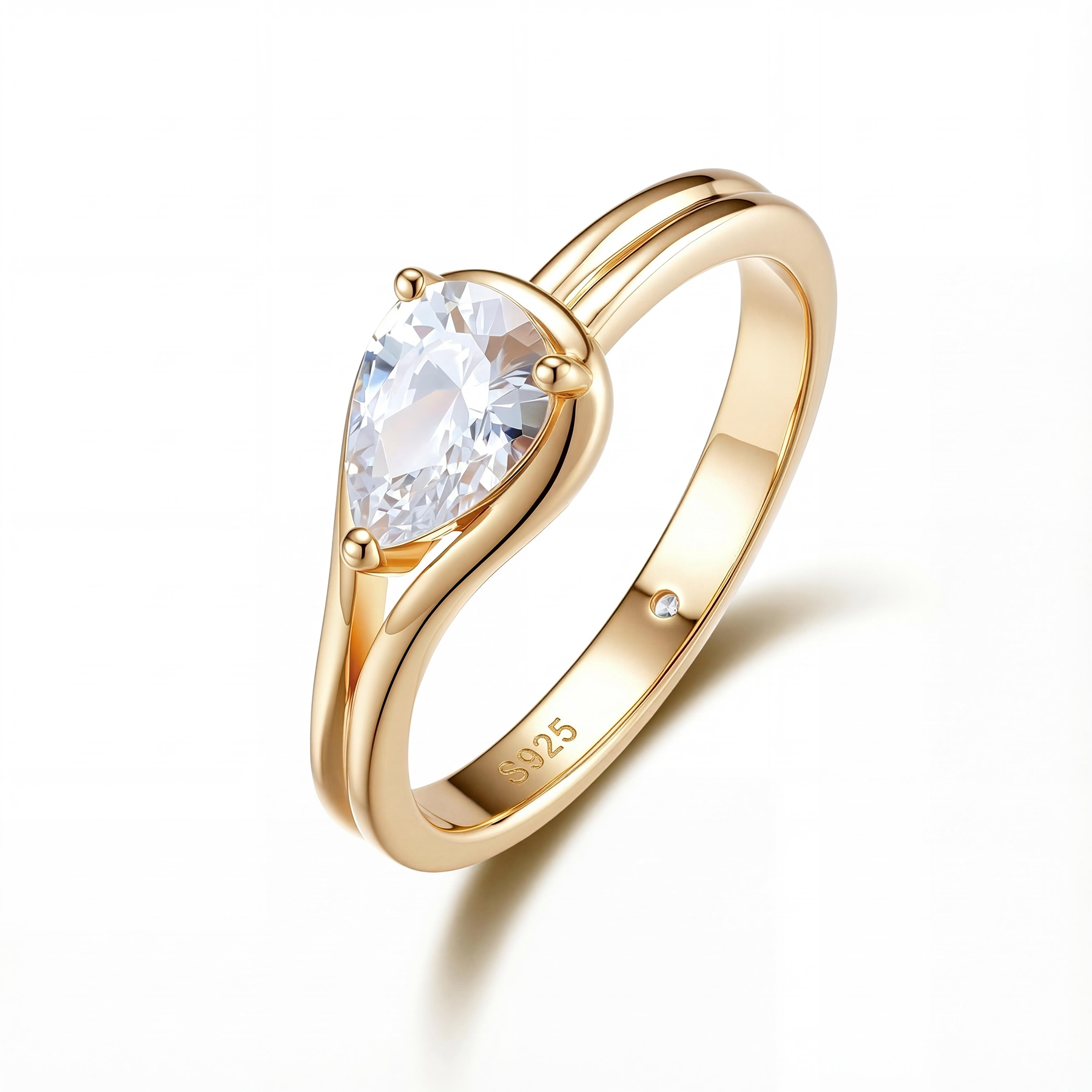 Tear of Light Ring-18K Rose Gold Plated Silver