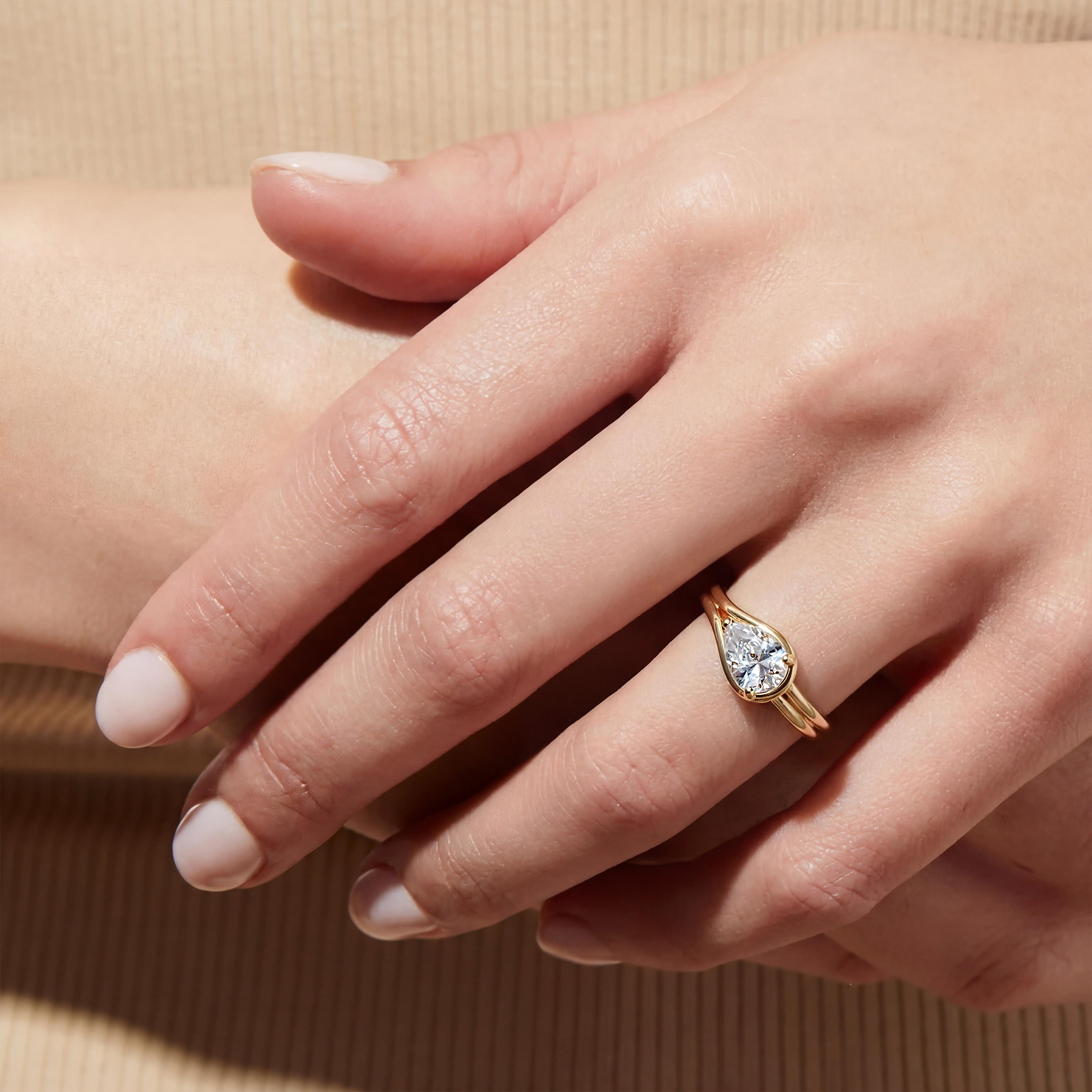 Tear of Light Ring-18K Rose Gold Plated Silver