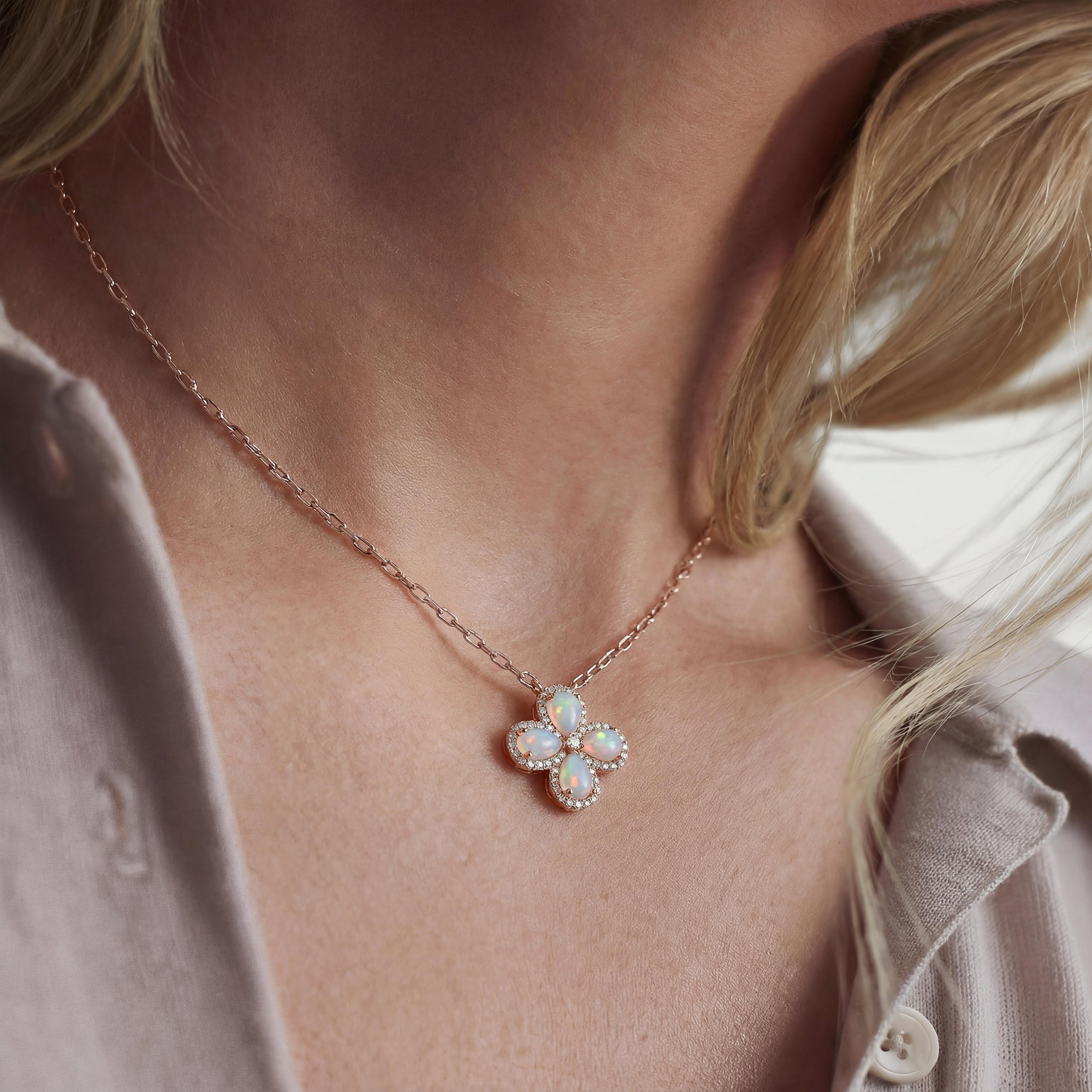 Four-Leaf Clover Opal Necklace