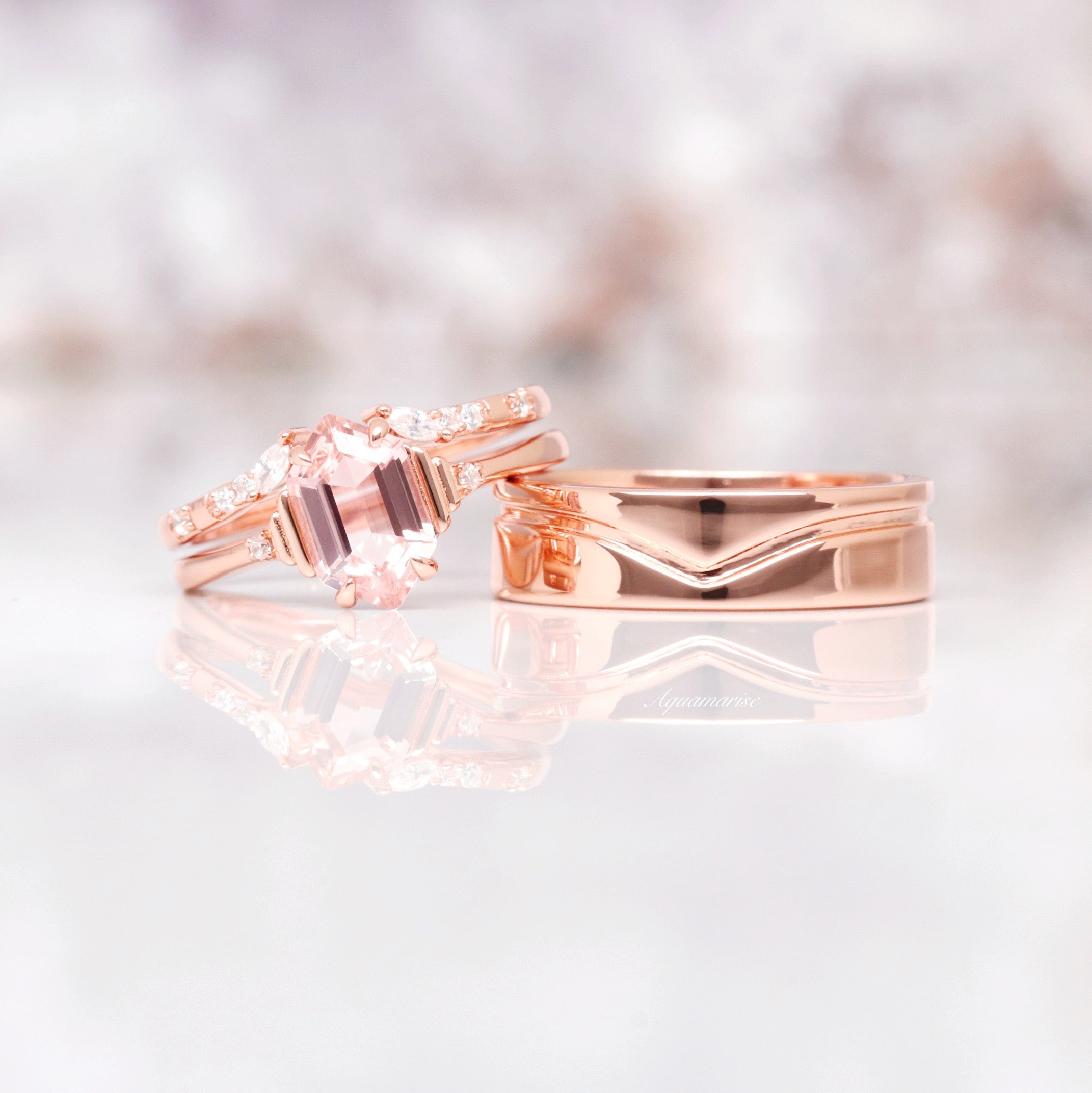 Chevron Wedding Band- 6MM 14K Rose Gold Vermeil